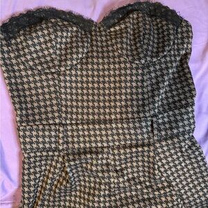 SHEIN Black and Tan Houndstooth Jumpsuit